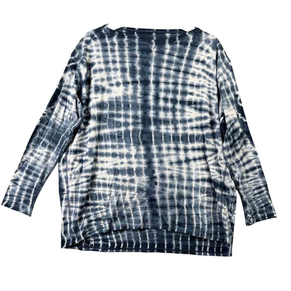 Lululemon Back In Action Long Sleeve Shirt Blue White Shibori Tie Dye Relaxed 6